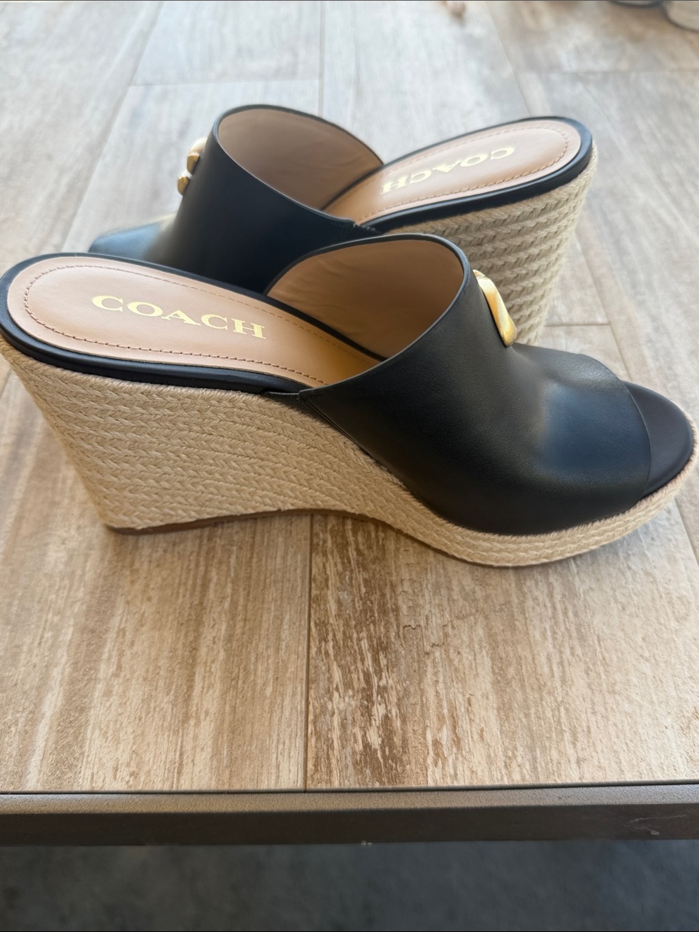 NWOT Coach Black Gloria Espadrille Platform Wedges Size 8B - Picture 6 of 6
